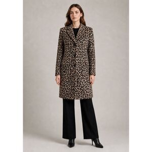 Mob Wife Wool Blend Coat Ann Taylor Animal Print Long Sleeve Jacket L